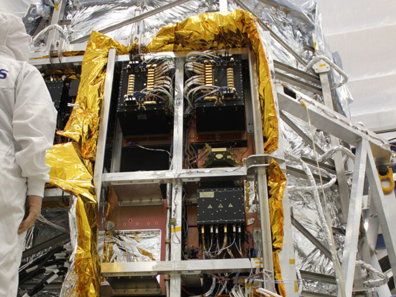 The "Brain" of Euclid being integrated on the satellite. Photo credit OHB Italia