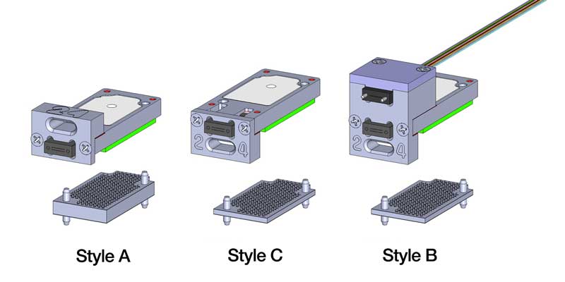Plug-in module connector styles all shown with 12TRX transceiver.