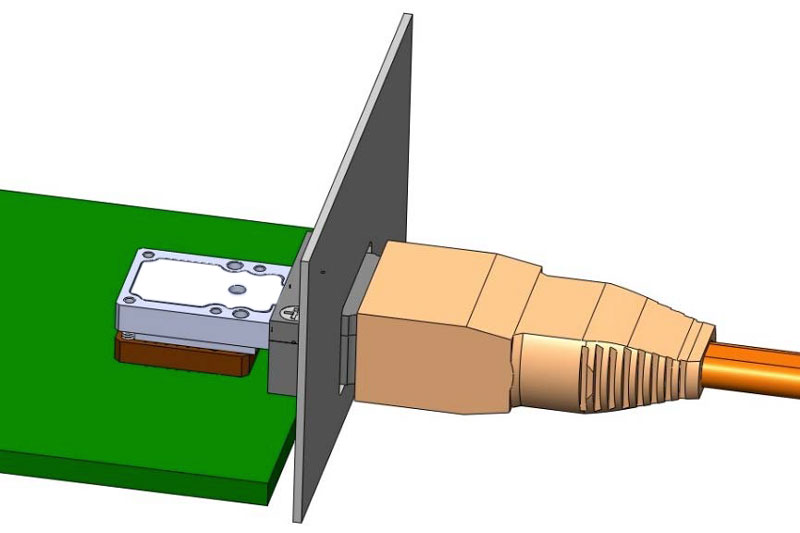 Cable assembly with rubber boot connected to MPO interface