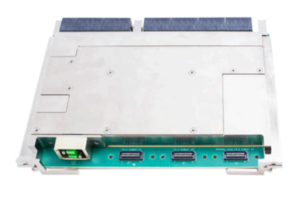 Amphenol VPX media converter. Converts backplane high-speed signal to front optical and electrical Ethernet I/O