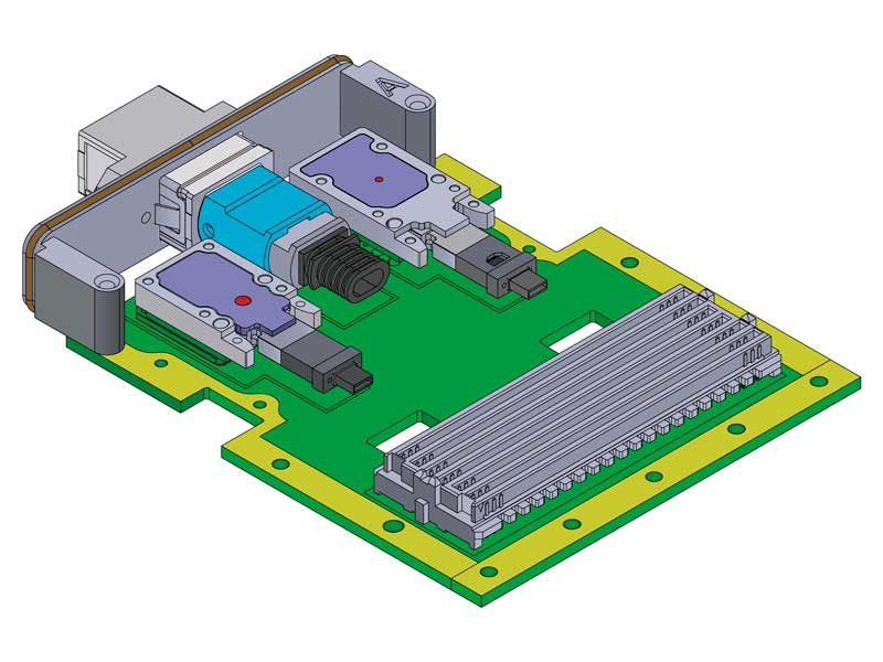 FMC Card shown with MPO adapter, without conduction cooling bridge