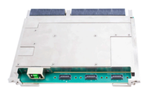 Amphenol VPX media converter. Converts backplane high-speed signal to front optical and electrical Ethernet I/O